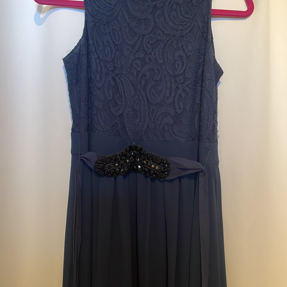 Belle Badgley Mischka size 2 navy floor length gown. - Picture 2 of 7